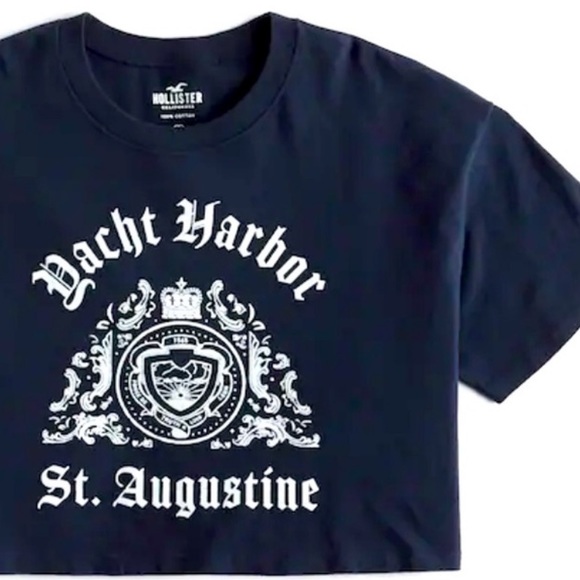 Hollister Women’s Graphic Tee crop t shirt crewneck blue t shirt medium - Picture 1 of 3